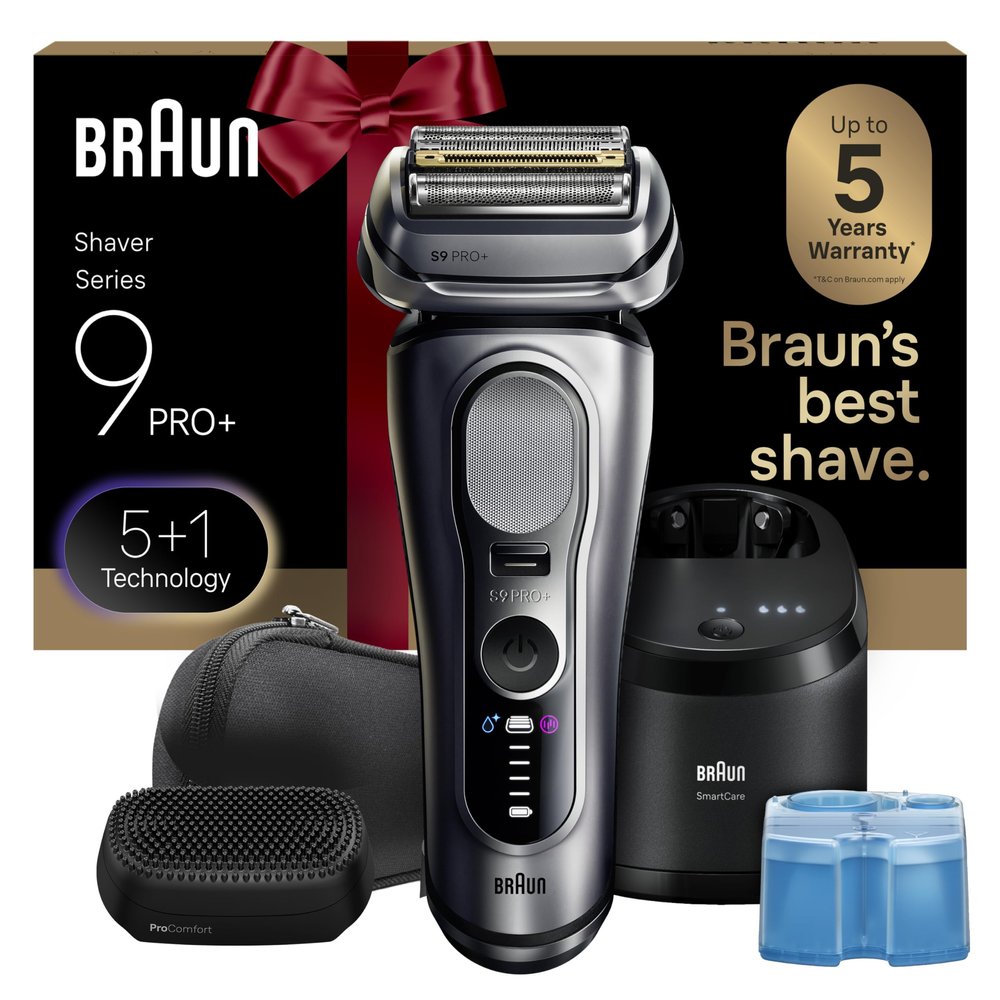 Braun Series 9 PRO+ Electric Shaver, Wet & Dry Razor, Pro SensoAdapt, 6in1 SmartCare Center, 9697CC, Silver