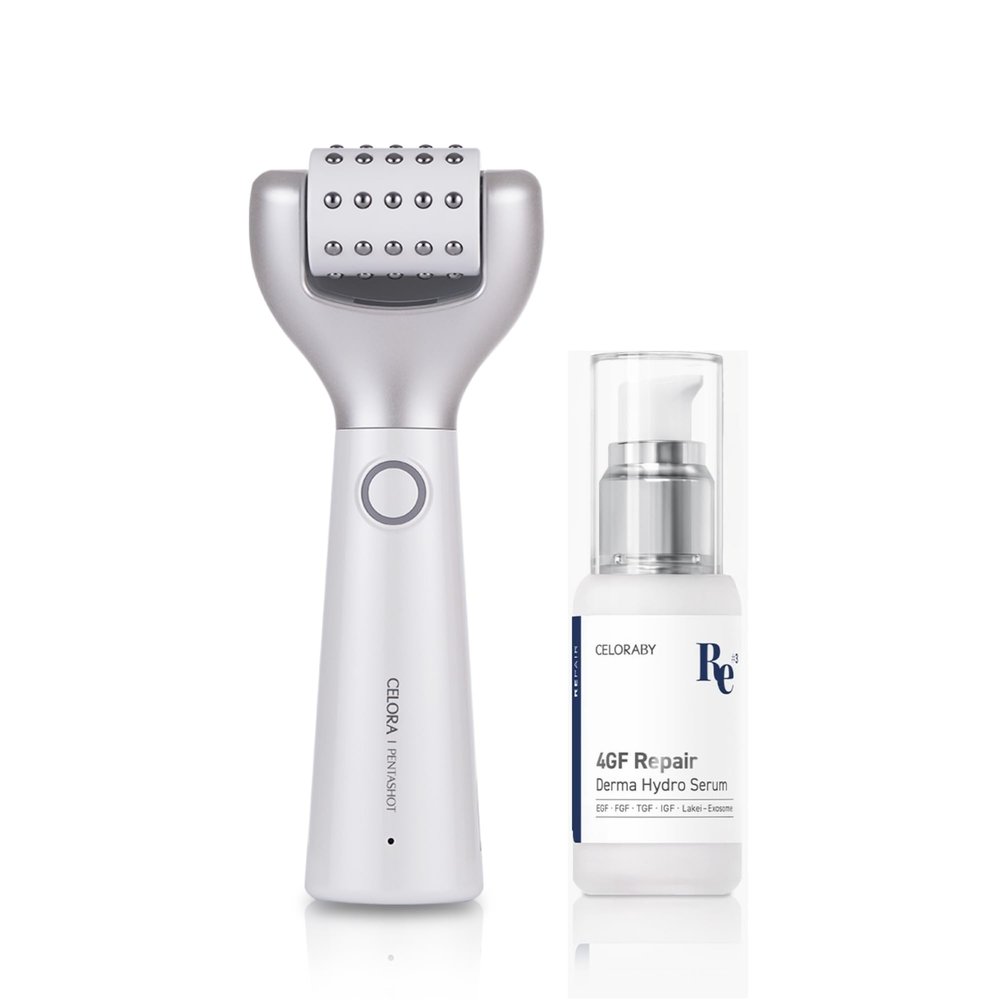CELORABY Anti-Aging Bundle 5-in-1 Glass Skin Device + 4GF Serum for Fine Lines, Firmness, Enhanced Absorption, Korean Skincare at Home