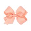 Wee Ones Girls' Classic Grosgrain Hair Bow with Scalloped Edges, No-Slip Hair Clip, Handmade, Light Coral, Medium view 1