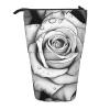 LHBWCVN Black White Rose Cosmetics Bag Standing Pencil Case Telescopic Pencil Bag Portable Pencil Holder Cute Stand up Pencil Pouch for Women Men Travel Coin Pouch Purse view 1