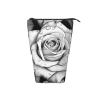 LHBWCVN Black White Rose Cosmetics Bag Standing Pencil Case Telescopic Pencil Bag Portable Pencil Holder Cute Stand up Pencil Pouch for Women Men Travel Coin Pouch Purse view 3