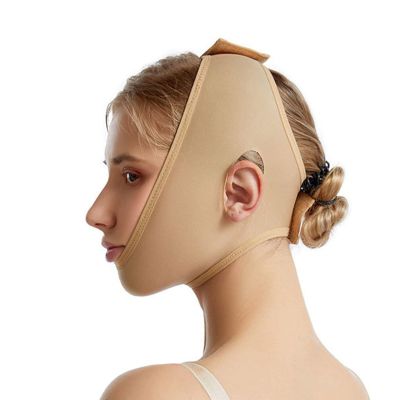 Bderkz Double Chin Strap for Women Soft Comfortable V Line Lifting, Face Toning Belt Lipo Compression for Day and Night Use(X-Small)