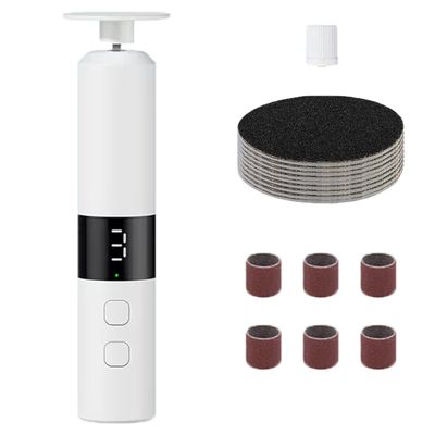 Elitzia Rechargeable Electric Foot Callus Remover 2 in 1 Foot Grinder Hard Skin Remover with 3 Speeds Adjustable Nail Care Tool for Home Use White ETFO02