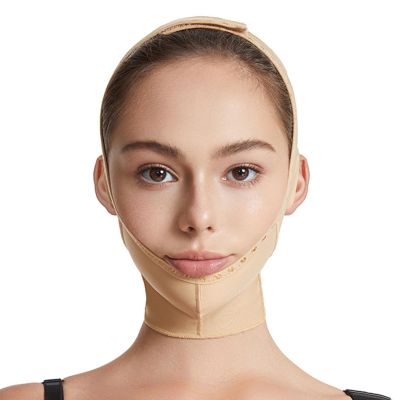 Bderkz After Liposuction Surgery Neck and Chin Compression Garment Wrap Facelift V-Shaped Face Slimmer Strap Bandage(Medium)