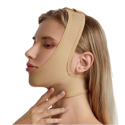 Bderkz Womens Face Toning Belt Double Chin Slimmer Chin Support Strap After Lipo Compression Garment Wrap Facial Band(X-Large)
