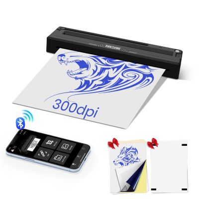 2026 New Tattoo Stencil Printer Machine for Tattoo Artists&Beginners,with 10 pcs Tattoo Transfer Paper and Folded Paper,Compatible with Phone/Pc,Thermal Portable Bluetooth Inkless Wireless Printer