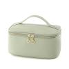 Ladies' portable travel hand-held toiletry bag, makeup bag, flat-opening portable storage bag for cosmetics, waterproof toiletry bag, standing independent brush holder for easy access (green) view 1