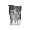LHBWCVN wolf in the snow Cosmetics Bag Standing Pencil Case Telescopic Pencil Bag Portable Pencil Holder Cute Stand up Pencil Pouch for Women Men Travel Coin Pouch Purse view 2