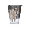 LHBWCVN wolf in the snow Cosmetics Bag Standing Pencil Case Telescopic Pencil Bag Portable Pencil Holder Cute Stand up Pencil Pouch for Women Men Travel Coin Pouch Purse view 3
