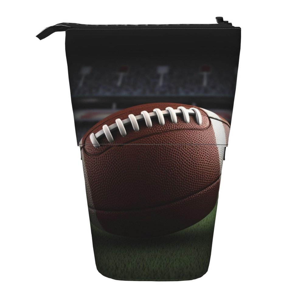 LHBWCVN American Football Cosmetics Bag Standing Pencil Case Telescopic Pencil Bag Portable Pencil Holder Cute Stand up Pencil Pouch for Women Men Travel Coin Pouch Purse
