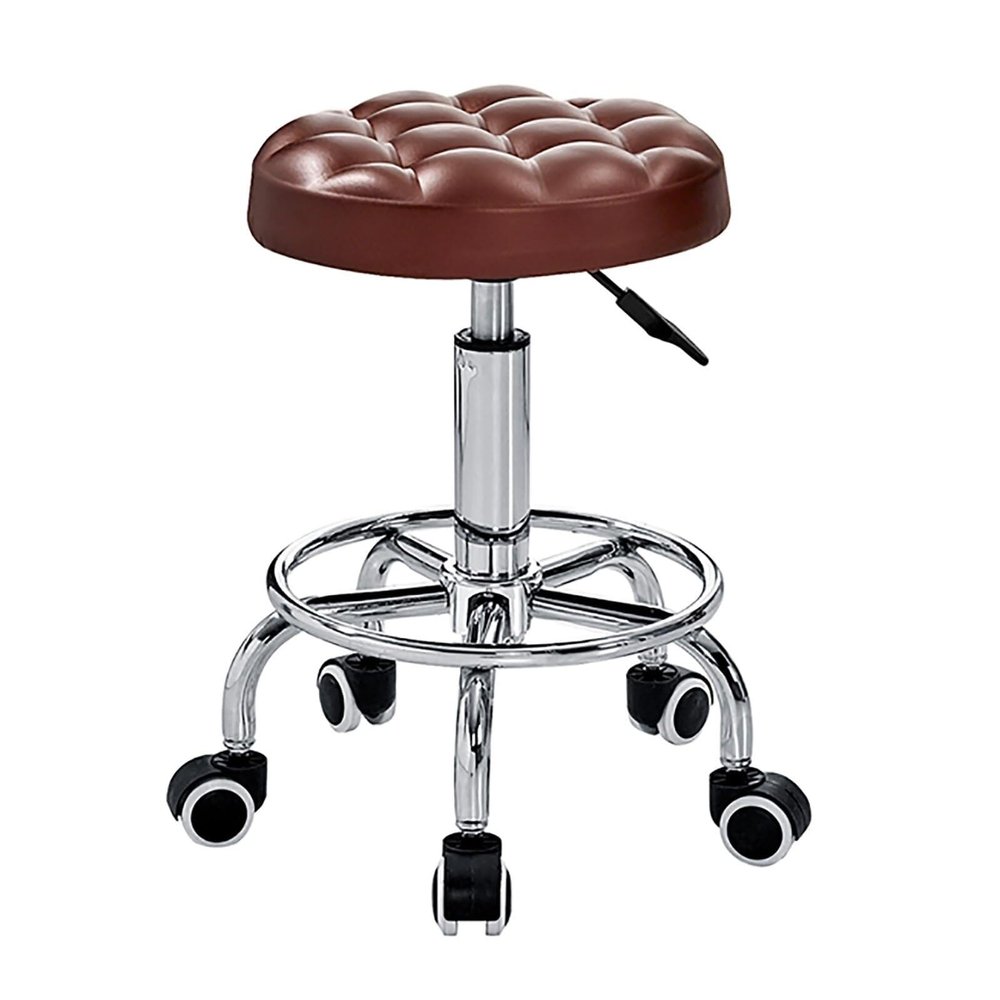HUANGJIAVT Round Rolling Beauty Stool on Wheels  PU Leather Swivel Chair, Height Adjustable Salon Stool, Kitchen & SPA Ergonomic Design for Comfort and Mobility