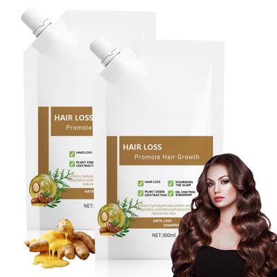 Anti-Hair Fall Hair Loss Shampoo, Anti Hair Loss Shampoos for Women, Ginseng Ginger Hair Growth Shampoo, Rich in Various Plant Extracts for All Hair Types (300ml, 2Pcs)