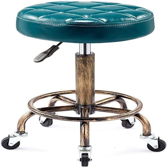 HUANGJIAVT Heavy Duty Round Rolling Stool on Wheels, 360 Swivel Salon, Massage Chair  Adjustable Height, Comfortable, Ergonomic, Easy Mobility