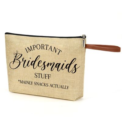 NBIAN Luxury Makeup Bag Gift for Bridesmaid Proposal, Bachelorette Swag, Bridal Party - Thoughtful Present Women Ladies Friend Coworker - Travel Cosmetic Organizer