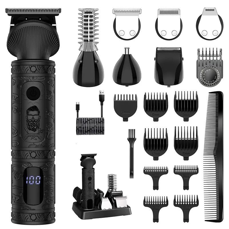 Mens Hair Clippers, 7 in 1 Beard Trimmer for Professional Mens Beard Grooming Kit Electric Shaver Razor Nose Body Trimmer Hair Cutting Kit Cordless