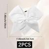 SUNNYCLUE 2Pcs Bow Hair Scrunchies Bow Scrunchies 20Mm Large White Soft Polyester Ribbon Bowknot Hair Ties with Long Tails Elastic Rubber Bands for Women Adults Holiday Fashion Gifts Accessories view 2