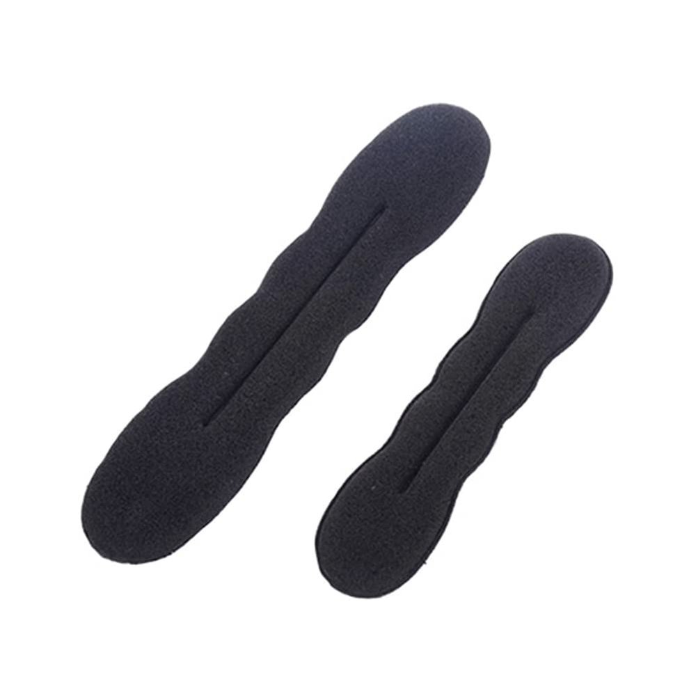 2 Pieces(1Large+1Small) Women Hair Styler Foam Sponge Donut Maker Ponytail Bun Tie Hair Clip Black
