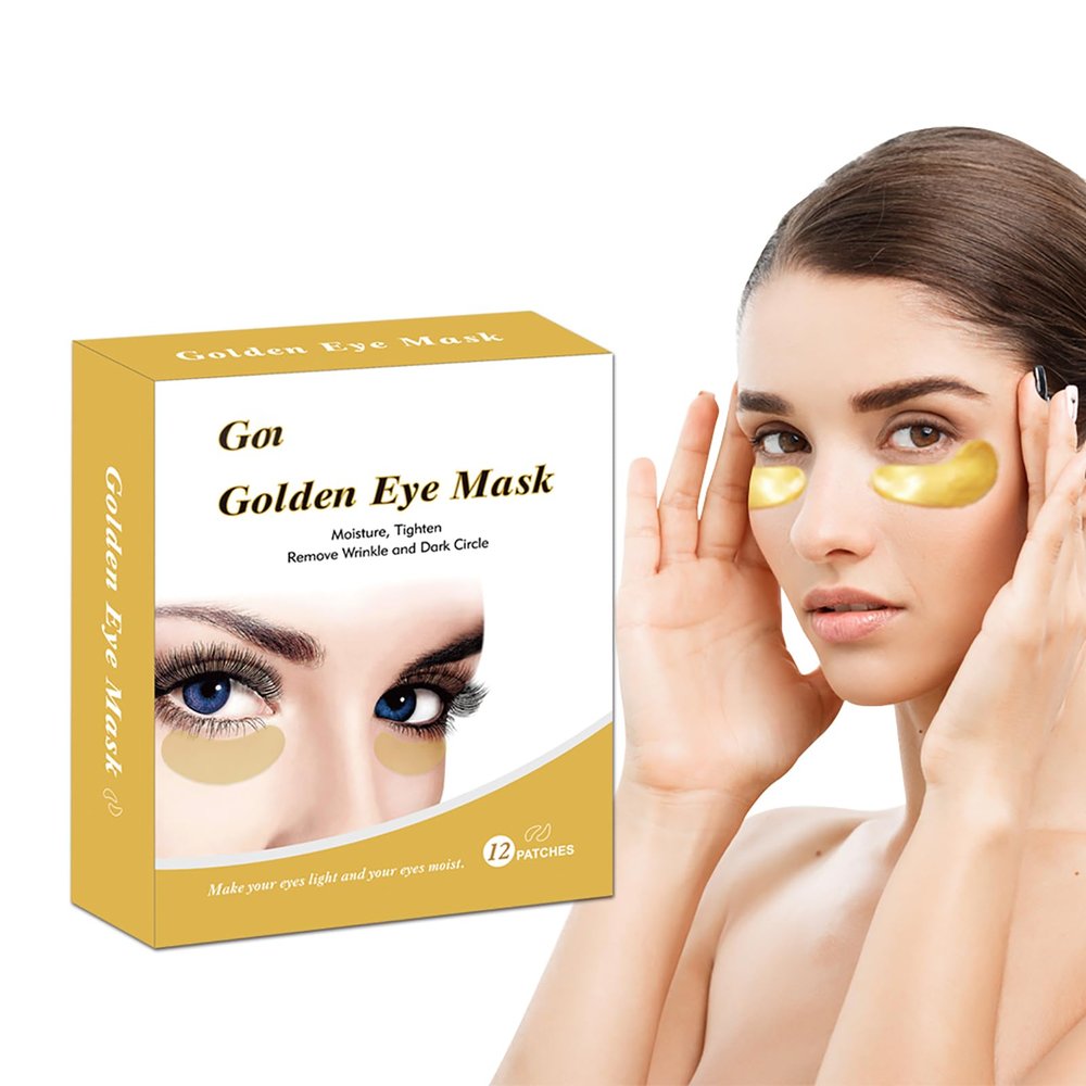 24 Pack Under Eye Patches for Puffy Eyes Treatment, Gold Gel Crystal Collagen Eye Mask  Fades Dark Circles and Puffiness, Relieves Stress, Reduces Wrinkles, and Restores Skin Vitality & Freshness.