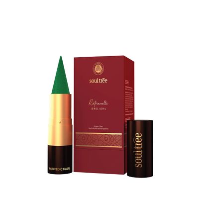 Ayurvedic Kajal .Soul. tree's | Ratnawali's Jewel khol Kajal | Sauparna (Green shade)-003-3gm | Infused with white Peral powder (Sauparna)