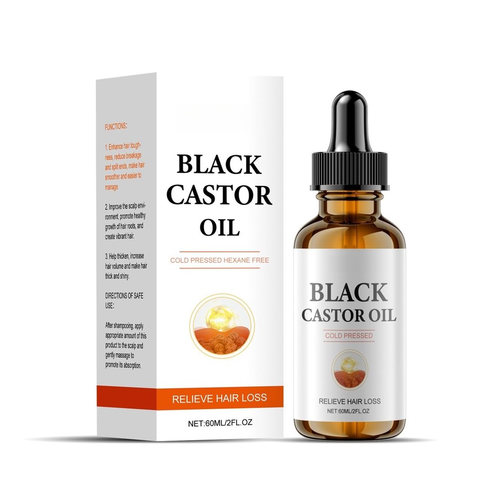Black Castor Oil for Hair Growth, Cold Pressed, Hexane Free with Vitamin E, 2 FL OZ, Hair Loss Treatment