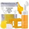 4Pcs Turmeric Wash and Care Three Piece Set,Turmeric Trio: Facial Wash,Cleansing Mousse & Soap for Skin Care,Turmeric Cleansing Exfoliating Pads,Turmeric Face Wash for Face & Body view 1