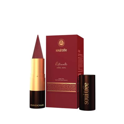Ayurvedic Kajal .Soul. tree's | Ratnawali's Jewel khol Kajal | Padma (Red Ruby shade)-005-3gm | infused with white Peral powder (Padma)