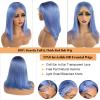 13x6 Blunt Cut Glueless Bob Wig Deep Part HD Lace Frontal Human Hair Wigs for Black Women 180% Density Light Blue Colored Human Hair Bob Lace Front Wigs 12 Inch Pre Plucked view 2
