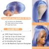 13x6 Blunt Cut Glueless Bob Wig Deep Part HD Lace Frontal Human Hair Wigs for Black Women 180% Density Light Blue Colored Human Hair Bob Lace Front Wigs 12 Inch Pre Plucked view 4
