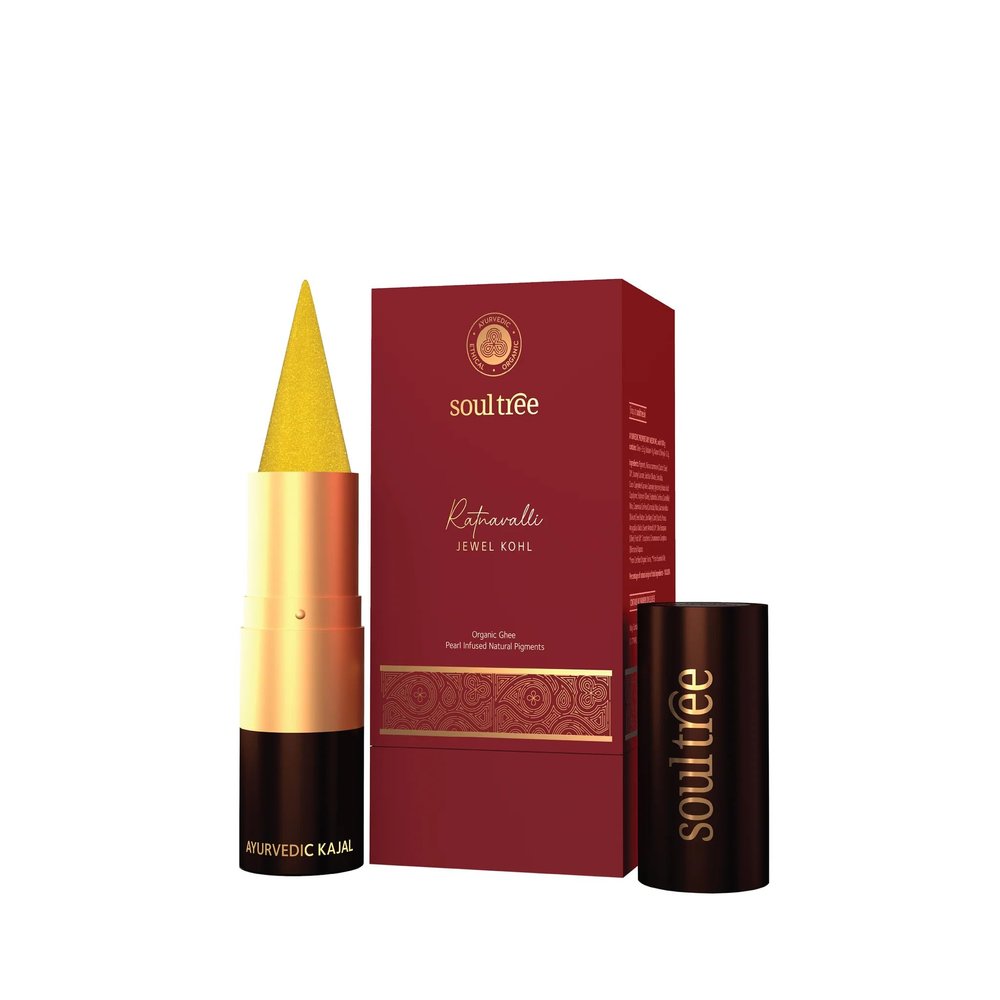 Ayurvedic Kajal .Soul. tree's | Ratnawali's Jewel khol Kajal | Pushparag (Yellow shade)-004-3gm | Infused with white Peral powder (Pushparag)