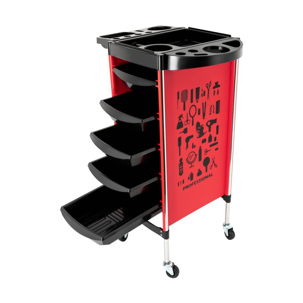 Collapsible Wagon Cart with Wheels Foldable Folding Wagons Carts Silent Universal Wheels,Salon Hairdresser Storage Cart with 5 Drawers on Wheels for Salon Spa Organization and Convenience (R