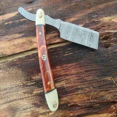 Professional Damascus Straight Edge Razor  Handmade Shavette for Mens Grooming & Barber Use