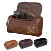 Personalized Men's Leather Toiletry Bag,Shaving Kit Groomsmen Gifts,Custom Name Mens Toiletry Bags for Traveling,Gifts for Boyfriend Dad Husband Birthday Anniversary Christmas Wedding (Coffee) view 1