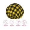 Classic Yellow Buffalo Plaid Print Shower Caps for Women, Reusable Double Layers Elastic Band Long Hair Bath Caps for Shower view 3
