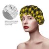 Classic Yellow Buffalo Plaid Print Shower Caps for Women, Reusable Double Layers Elastic Band Long Hair Bath Caps for Shower view 4