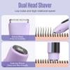 2 in 1 Bikini Trimmer for Women Dual Head Electric Shaver with LED Display,IPX7 Waterproof Wet & Dry, Painless Shaver for Underarm Leg Arm Body Face Private Area Purple view 2