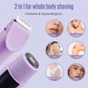 2 in 1 Bikini Trimmer for Women Dual Head Electric Shaver with LED Display,IPX7 Waterproof Wet & Dry, Painless Shaver for Underarm Leg Arm Body Face Private Area Purple view 3