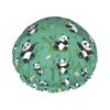 Cute Panda Cartoon Print Shower Caps for Women, Reusable Double Layers Elastic Band Long Hair Bath Caps for Shower view 1