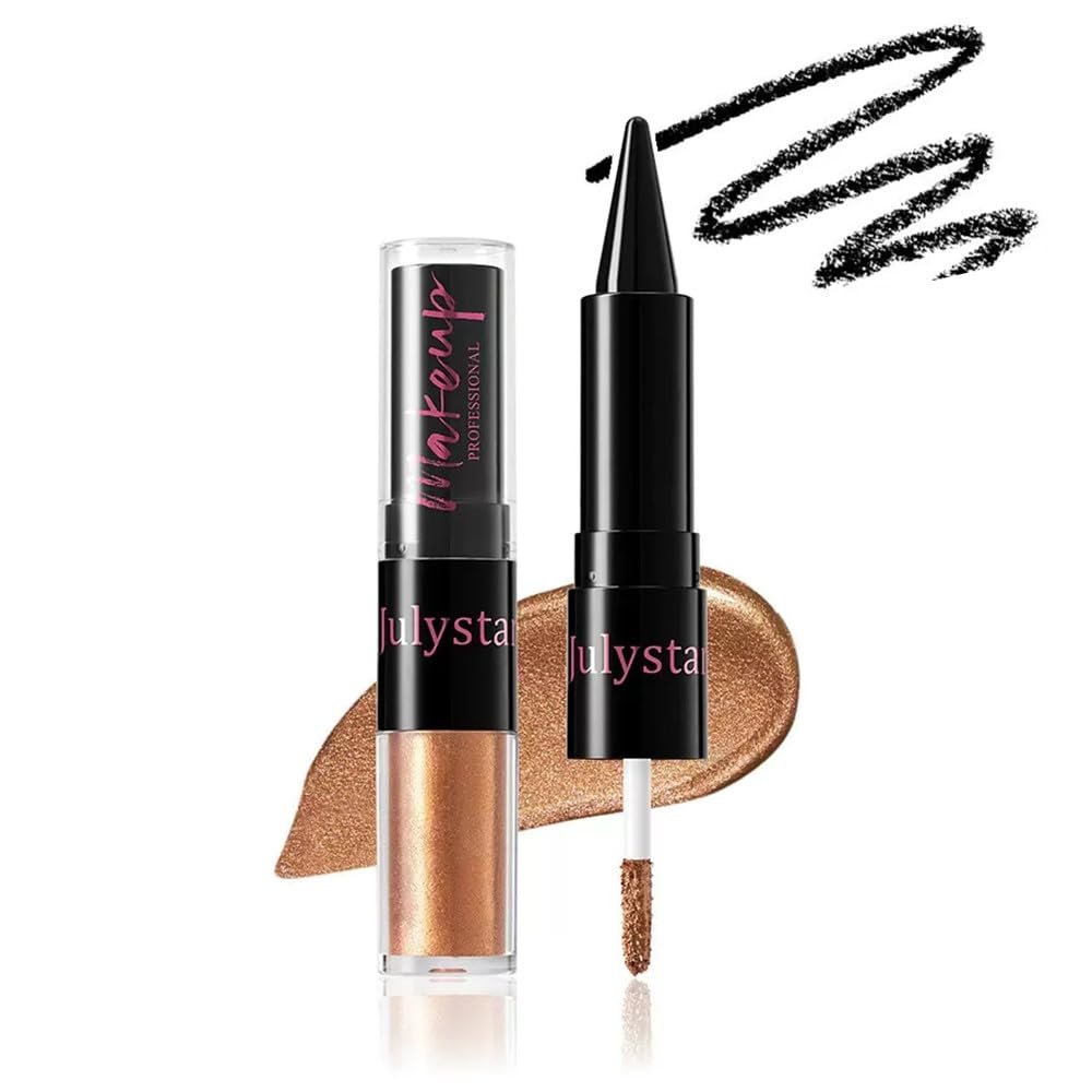 UOCK Dual-Ended Eyeshadow + Eyeliner - metallic liquid eyeshadow, gel eyeliner stick and glitter eyeshadow eye makeup set (02#)