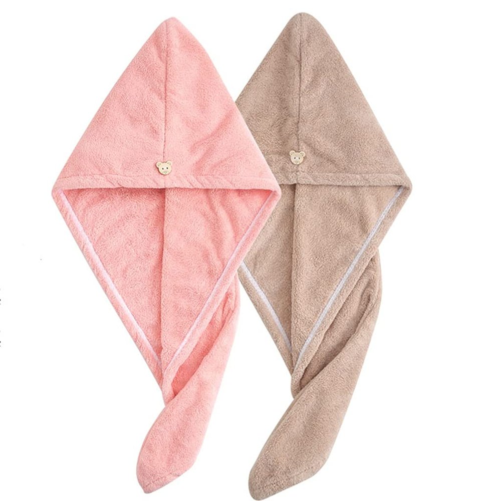 NSUQOA JSEIAJB Hair Drying Cap 2 Pack Strong Water Absorbent Quick-Drying Towel Baotou Women Thick Dry Hair Towel