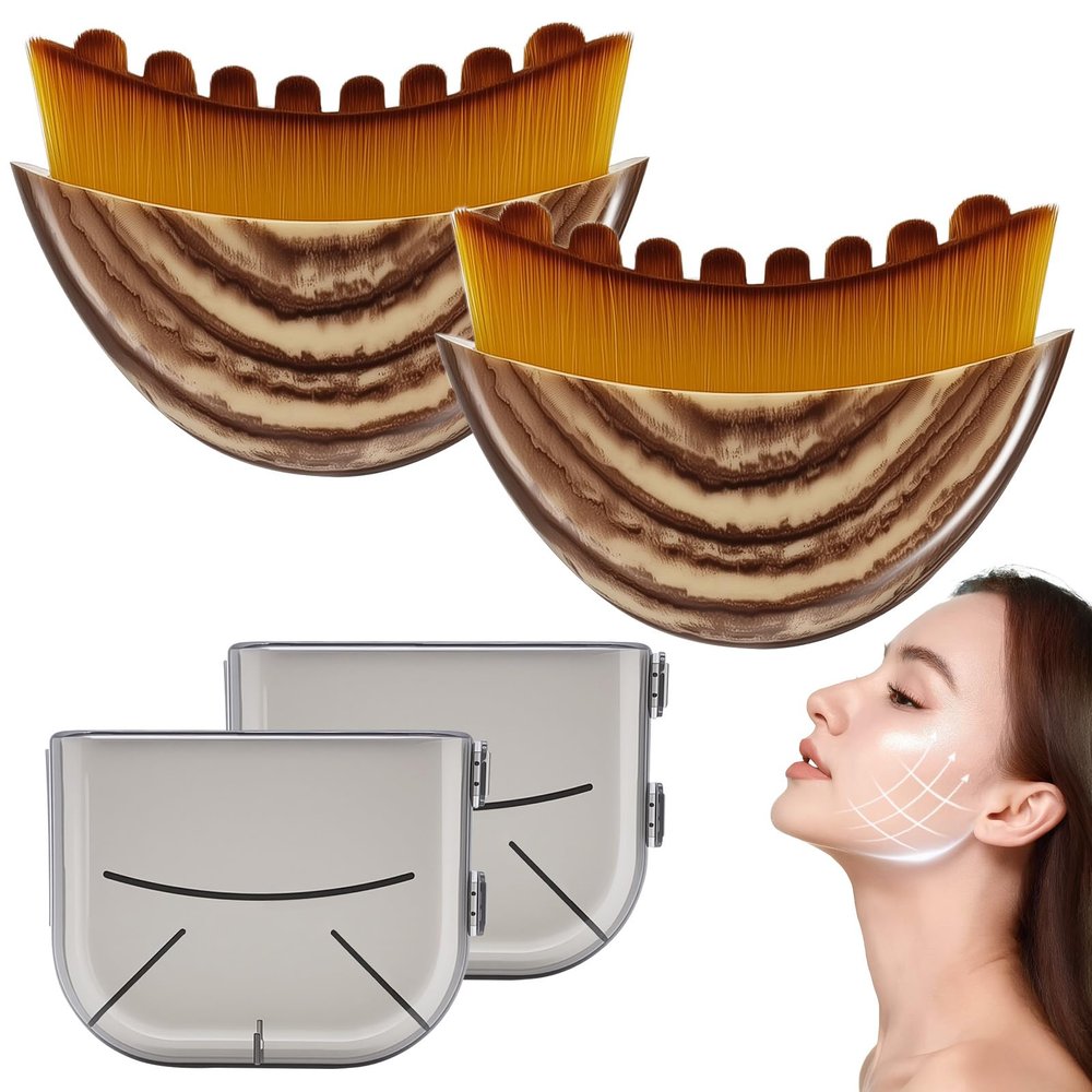 Lymphatic Contour Face Brush,Dry Brushing Face Brush, Lymphatic Drainage Massager for Face,Chin & Jawline Sculpting Designed to Fit The Skin Precisely and Relieve Fatigue (2Pcs)