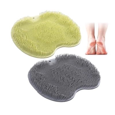 KoovDem Silicone Shower Foot Scrubber Massage Pad,Back Washer Exfoliating Bath Wash Pad, Wall Mounted Slip Suction Cups for Foot Care and Back Exfoliation Spa(Green+Gray)