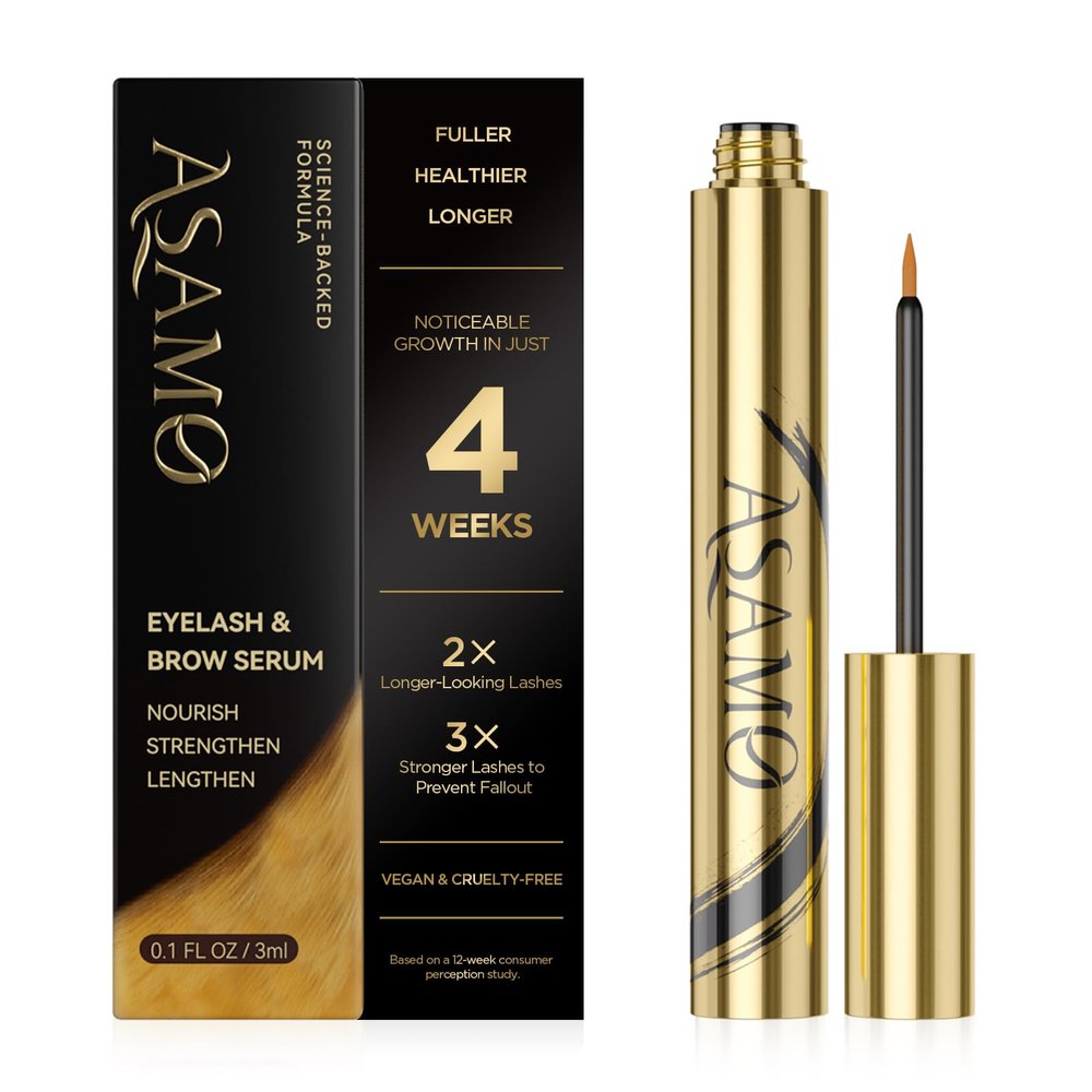 Eyelash & Eyebrow Growth Serum  15 Plant Extracts for Longer, Denser & Fuller Lashes & Brows, Boosts Natural Hair Development,eyelash serum,Hypoallergenic Oil-Free,lash growth serum (PURE GOLD)