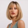 Synthetic Bob Wig with Bangs, Shoulder Length, Dark Brown and Silver Gray, Heat Resistant (Blonde) view 1