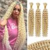 12A 613 Blonde Human Braiding Hair for Boho Braids 3 Bundles 18 Inch 100g Deep Wave Braiding Hair for Bohemian Knotless Braids 100% Unprocessed Brazilian Virgin Bulk Hair Extensions No Weft view 1