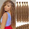 12A #27 Honey Blonde Human Braiding Hair for Boho Braids 5 Bundles 14 Inch 160g Deep Wave Braiding Hair for Bohemian Knotless Braids 100% Unprocessed Virgin Bulk Hair Extensions No Weft view 1