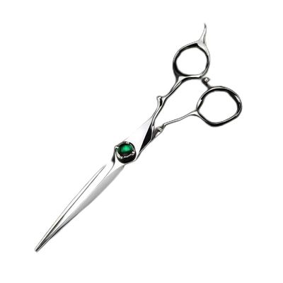 6 Inch Professional Barber Scissors with Green Gem, Steel Hair Cutting & Thinning Shears for Salon and Home Use, omic, Sharp Blades, Adjustable for Perfect Cuts