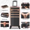 5 in 1 Aluminum Trolley Case with 360 Rotation Wheels with Lock and Key Diamond Pattern Make Up Organizer-black view 4