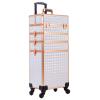 5 in 1 Aluminum Trolley Case with 360 Rotation Wheels with Lock and Key Diamond Pattern Make Up Organizer view 1