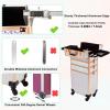 5 in 1 Aluminum Trolley Case with 360 Rotation Wheels with Lock and Key Diamond Pattern Make Up Organizer view 3