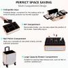 5 in 1 Aluminum Trolley Case with 360 Rotation Wheels with Lock and Key Diamond Pattern Make Up Organizer view 4